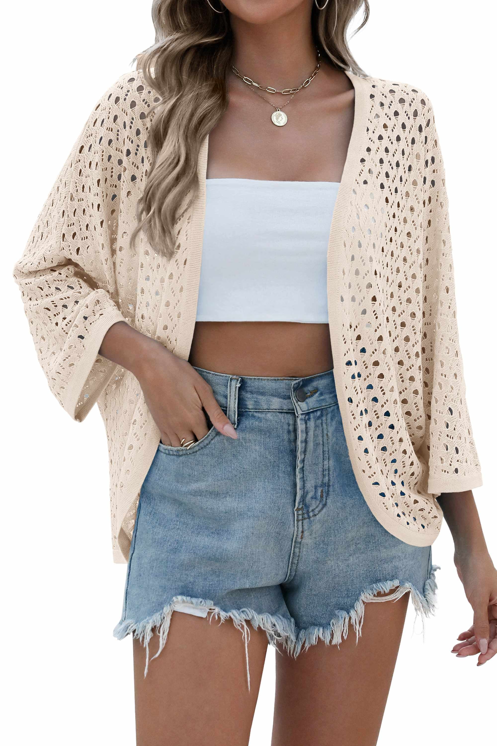 Zeagoo Womens Summer Crochet Cardigan Sweaters Lightweight Open