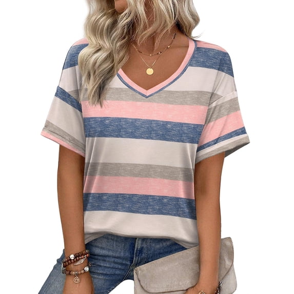 Zeagoo Womens Summer Top Floral V Neck Short Sleeve Tunic - Walmart.com