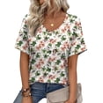 thumbnail image 1 of Zeagoo Womens Summer Top Casual V Neck Short Sleeve Floral Tee Shirts Ladies Tunic Tops for Legging, 1 of 6