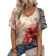 thumbnail image 1 of Zeagoo Womens Summer Top Casual V Neck Short Sleeve Floral Tee Shirts Ladies Tunic Tops for Legging, 1 of 5