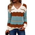thumbnail image 1 of Zeagoo Womens Sweaters Fall Casual Long Sleeve V Neck Shirts Lightweight Crochet Ribbed Knit Pullover Tops, 1 of 6