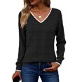 thumbnail image 1 of Zeagoo Womens Sweaters Fall Casual Long Sleeve V Neck Shirts Lightweight Crochet Ribbed Knit Pullover Tops, 1 of 6
