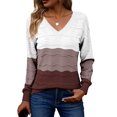 thumbnail image 1 of Zeagoo Womens Sweaters Fall Casual Long Sleeve V Neck Shirts Lightweight Crochet Ribbed Knit Pullover Tops, 1 of 6
