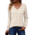 thumbnail image 1 of Zeagoo Womens Sweaters Fall Casual Long Sleeve V Neck Shirts Lightweight Crochet Ribbed Knit Pullover Tops, 1 of 6