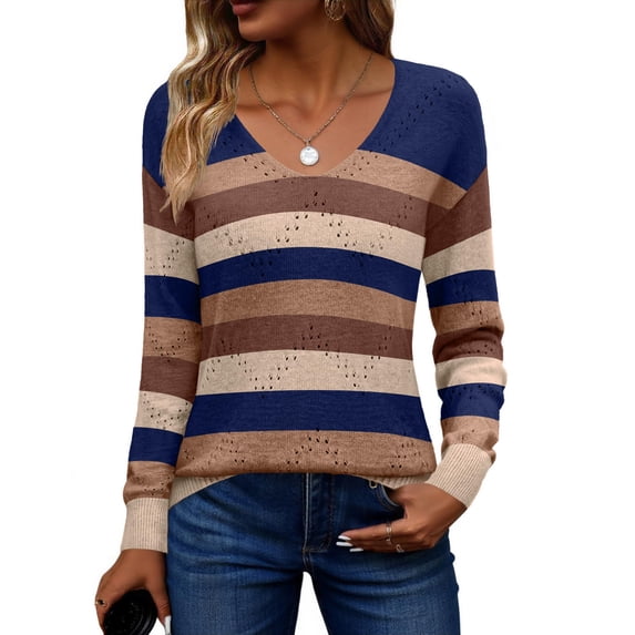 Zeagoo Womens Sweaters Fall Trendy Casual Long Sleeve Shirt Lightweight V Neck Off Shoulder Crochet Pullover Top