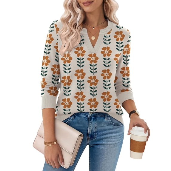 Zeagoo Womens Sweaters Fall V Neck Long Sleeve Tops Business Casual