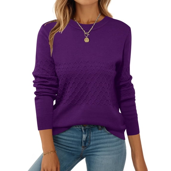 Zeagoo Womens Sweaters Long Sleeve Tops Crew Neck Knit Pullover Sweaters Fall Fashion Dressy Casual Basic Clothes