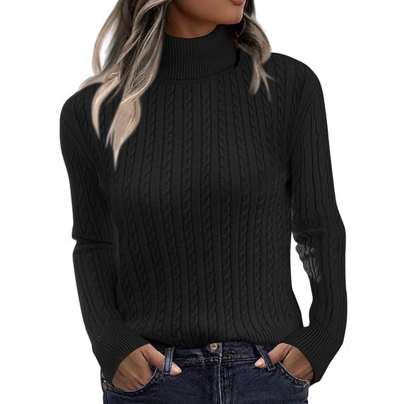Zeagoo Womens Sweaters Turtleneck Cable Knit Long Sleeve Pullover Cute Fitted Trendy Basic Fall Winter Tops