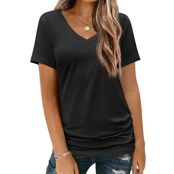 Zeagoo Womens T-shirts Casual Short Sleeve Tops V Neck Shirts Soft Casual Loose Fit Spring Summer Tees