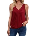 thumbnail image 1 of Zeagoo Womens Tank Tops Loose Fit Sexy V Neck Ruched Sleeveless Blouses Casual Basic Banded Bottom Cami Shirts, 1 of 6