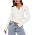 thumbnail image 1 of Zeagoo Womens Tops Long Sleeve Shirt Casual V-Neck Rib Knit Pullover Tee Basic Solid Trendy Fall Going Out Tops Underscrub Casual Outfits, 1 of 6