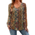 thumbnail image 1 of Zeagoo Womens Tops Long Sleeve Shirts V Neck Trendy Tee Pleated Tshirts Loose Tunic Work Clothes, 1 of 7