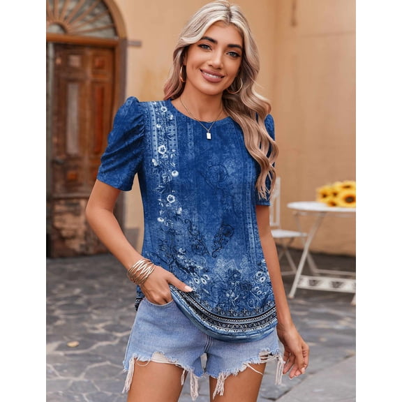 Zeagoo Womens Tops Short Sleeve Summer Cute T Shirts Crewneck Blouses Dressy Casual Tunics Office Work Tops