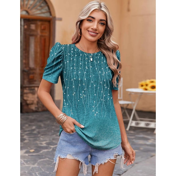 Zeagoo Womens Tops Short Sleeve Summer Cute T Shirts Crewneck Blouses Dressy Casual Tunics Office Work Tops