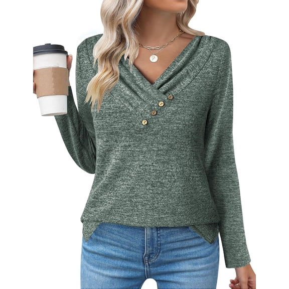 Zeagoo Womens Trendy Pullover Tops Long Sleeve Tunic Shirts V Neck Womens Fall Tunic Tops for Women 2025 Casual Blouse Sweatershirts