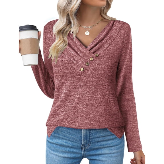 Zeagoo Womens Trendy Pullover Tops Long Sleeve Tunic Shirts V Neck Womens Fall Tunic Tops for Women 2025 Casual Blouse Sweatershirts