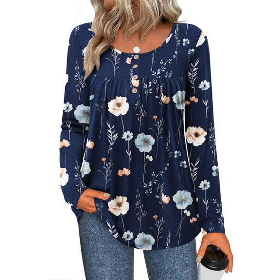 Zeagoo Womens Tunic Tops Leopard Long Sleeve Loose Fit T Shirts Pleated Casual Blouses for Leggings Plus Size