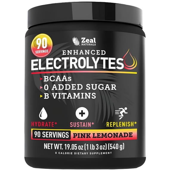 Zealot Electrolyte Powder - 90 Servings | Keto Electrolytes | Zero Sugar | Pink Lemonade