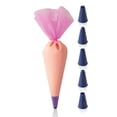 thumbnail image 1 of ZEAL 6 piece Professional Cake Decorating Set - Reusable Silicone Piping Bag and Tips - Pink and Purple, 1 of 1