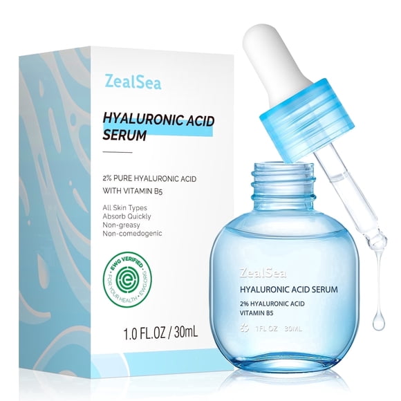 ZealSea Hyaluronic Acid Serum for Face Anti Aging, Microneedling B5 Serum Hydrate Anti Wrinkle Pure Hyaluronic Acid Serum for All Skin Type, 1oz