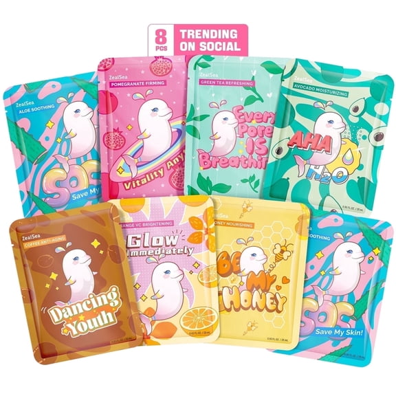 ZealSea Face Masks Beauty Kid Face Mask for Skincare Gift Set Spa Facial Natural Moisturizing & Soothing Sheet Mask for Girl Teen Women All Skin Type