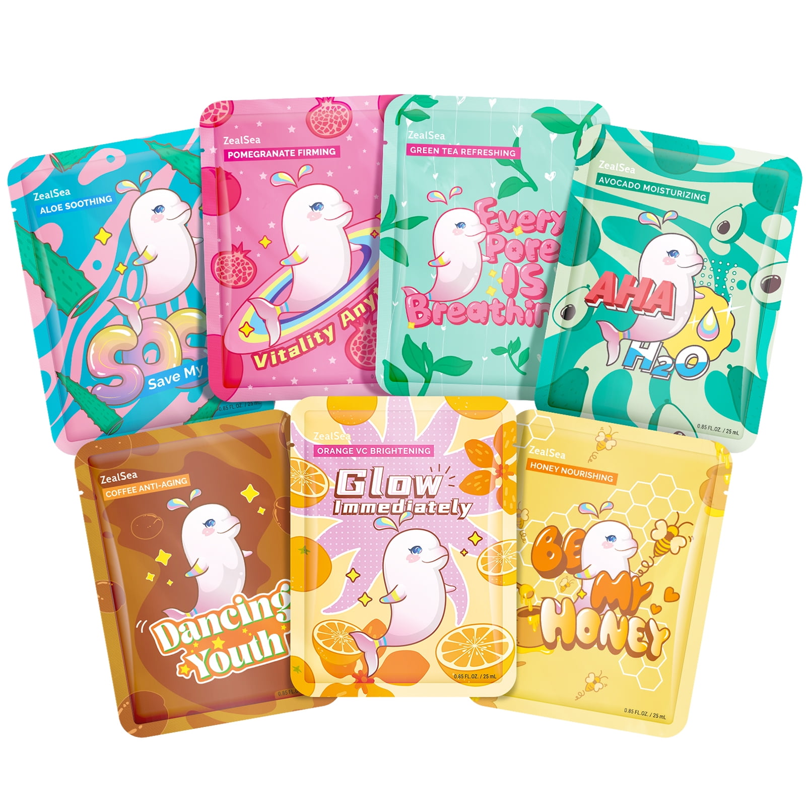 ZealSea 7 Pack Face Masks Beauty Sheet Mask for Kids Skin Care Facial Mask Girls Teen Women Spa Hydrating Face Mask Gift, for All Skin Types