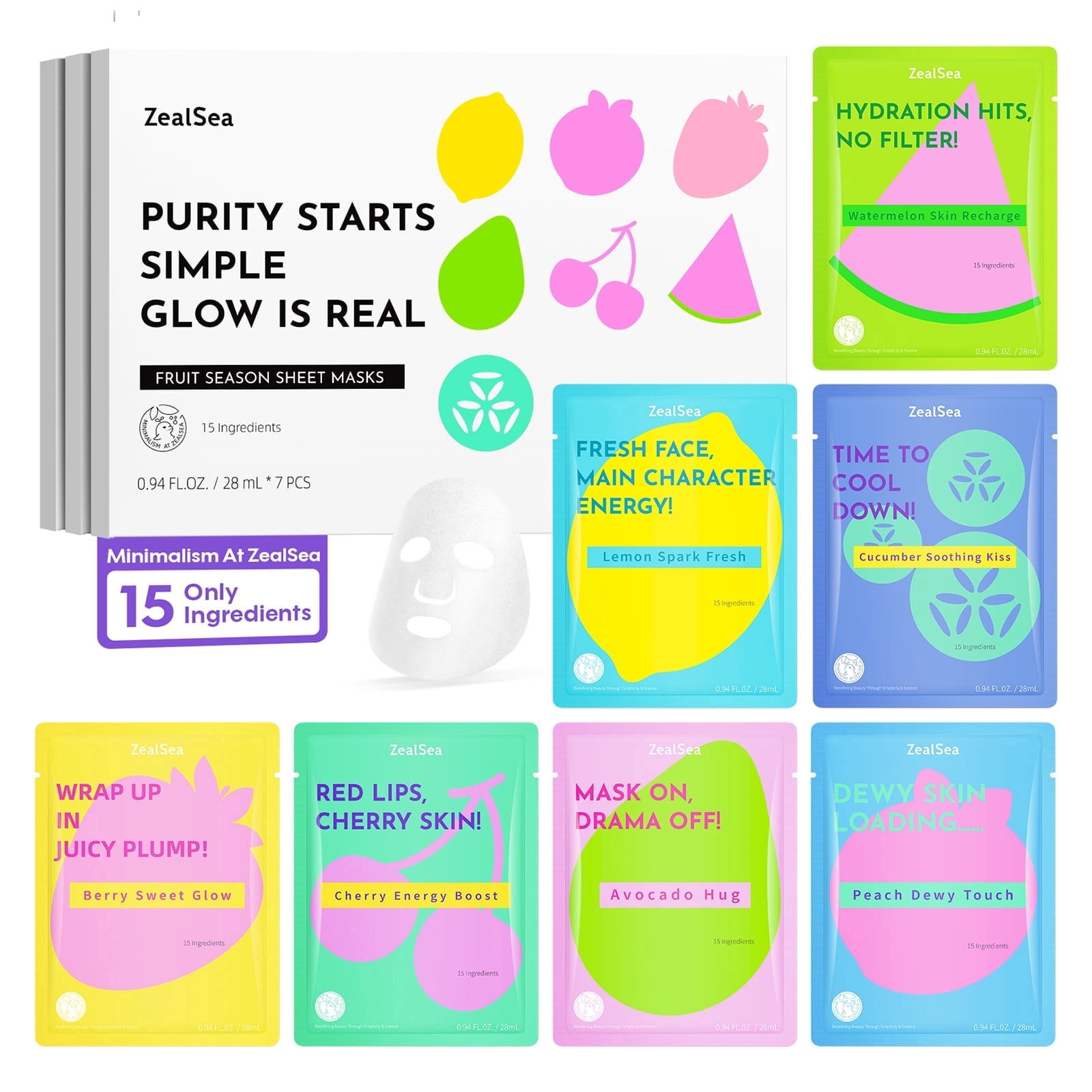 ZealSea Cute Face Masks for Skin Care Facial Gift Set for Kids, Teen, Girl, Women, Sleepover & Slumber Spa Beauty Party Sheet Mask Face Skincare