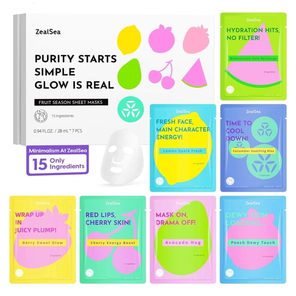 ZealSea Kids Face Mask Beauty Spa Hydrating Facial Mask, Minimalism 15 Ingredients Hydrating Sheet Mask Skin Care Gift Set for Pre Teen Girl Women