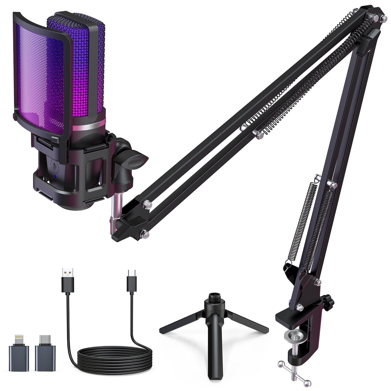 ZealSound Gaming USB Microphone,Noise Cancellation Condenser mic,RGB