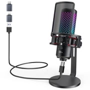 ZealSound USB Microphone for iPhone iPad Phone PC,RGB Gaming Microphone with Full Metal,Mute,Pop Filter,Gain for Podcasting,Streaming,YouTube,Voice Over
