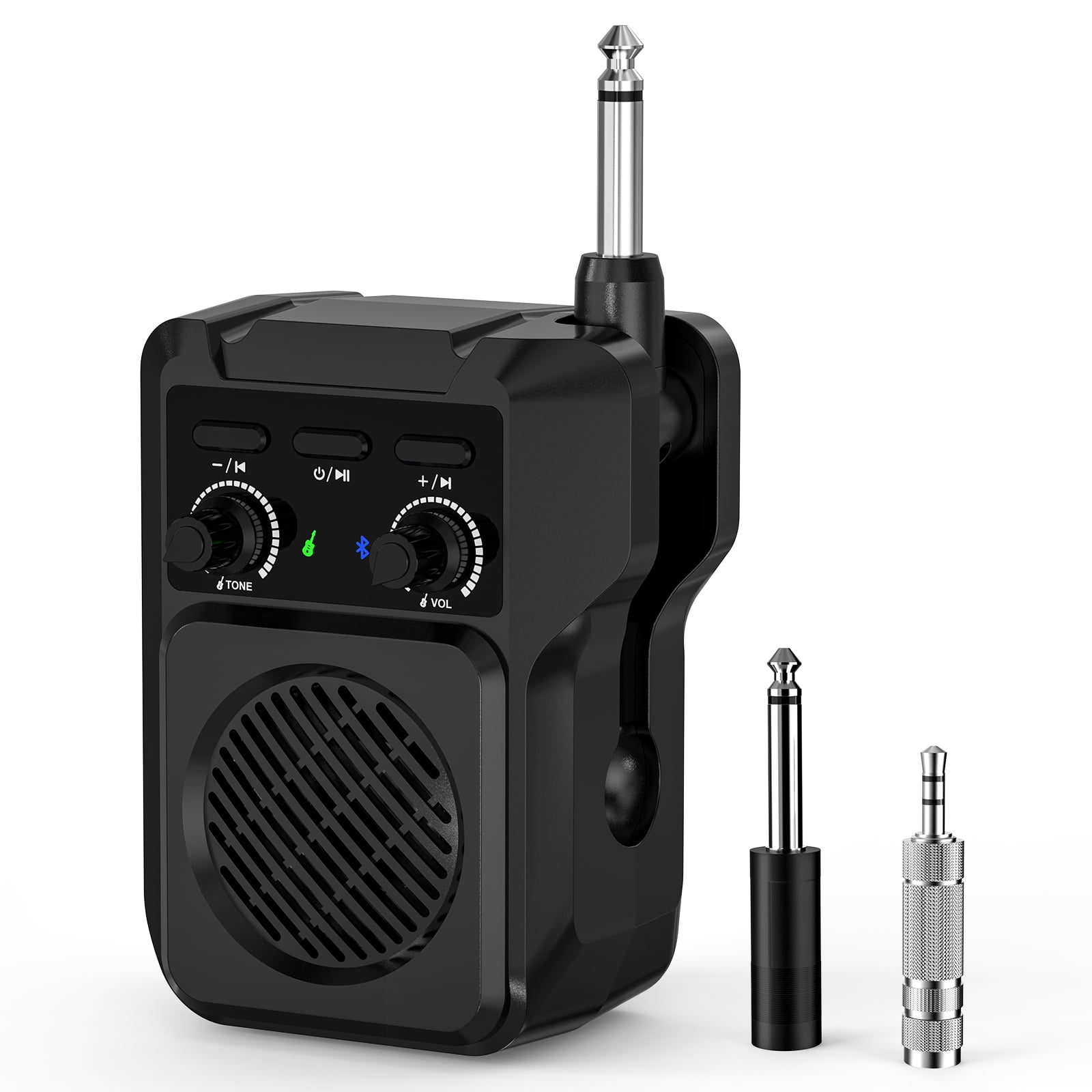 ZealSound Mini Guitar Amp with Bluetooth, 5W Portable Practice Amp with 4 Built-in Effects (Clean, Overdrive, Distortion, Reverb), USB Playback, Rechargeable Up