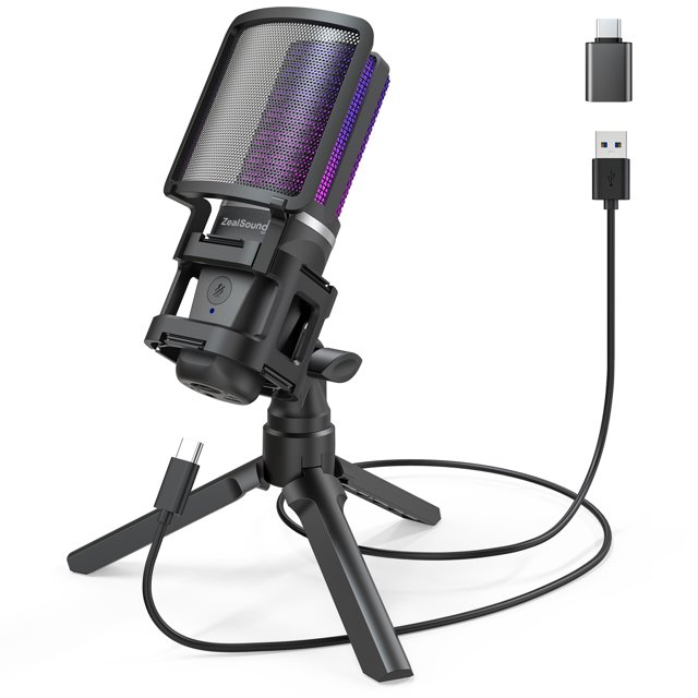 ZealSound RGB USB Condenser Microphone for Streaming,Gaming,Compatible ...