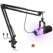 ZealSound USB Gaming Microphone,PC Microphone for phone tablet with RGB for Streaming Podcast Vocal Recording ASMR, Computer Mic with Noise Cancellation,Mute Button,Gain Knob,Desktop Arm Boom Stand