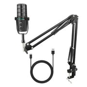 ZealSound XLR/USB Dynamic Microphone Kit, PC Phone PS Computer Mic Set, Noise Cancel Mode, Echo, Mute Button, Mic&Monitor Volume, Boom Stand For Gaming Podcast Streaming