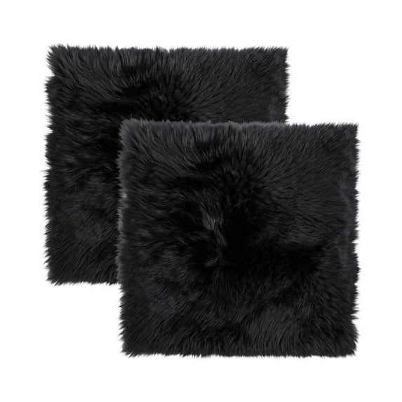 Natural New Zealand Sheepskin Chair Pad | 2-Pack | Black | 17"x17"