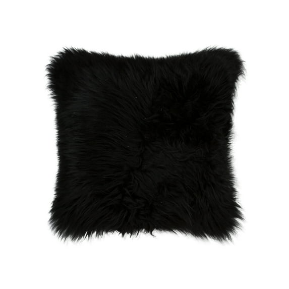 Zealand Sheepskin Pillow 12x20 Black Soft Decorative 1 Piece