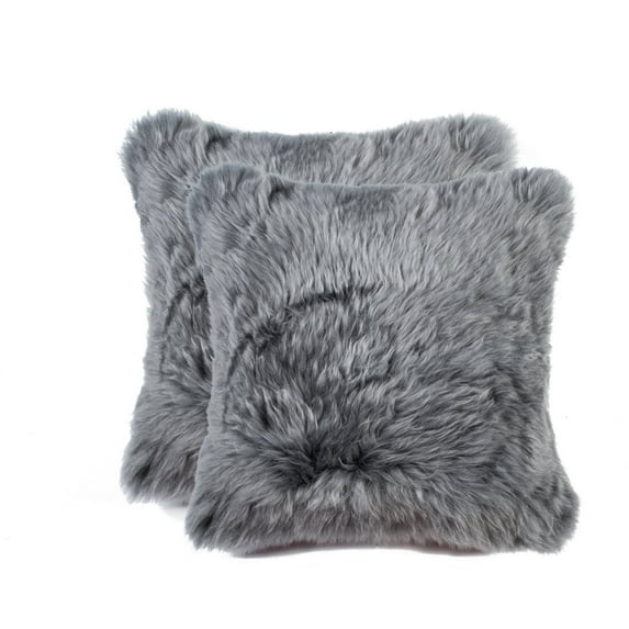 Zealand Sheepskin Pillow 2 Pack 12x20 Grey Soft Natural