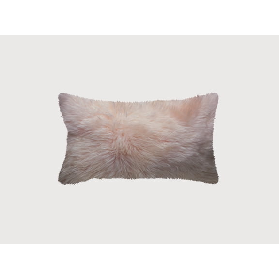 Natural New Zealand Sheepskin Pillow | Blush pink | 12"x20"