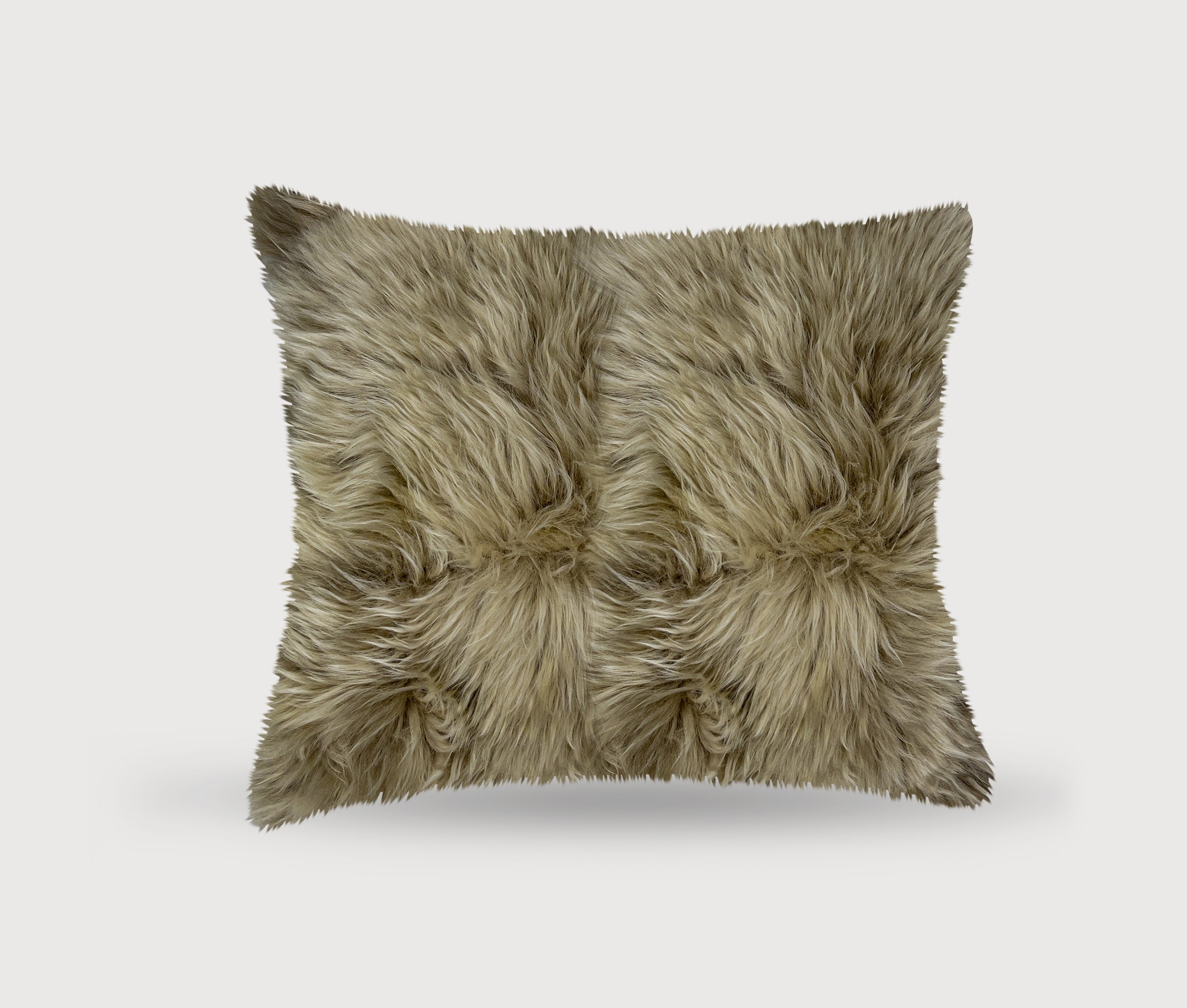 Taupe New Zealand Sheepskin Square Throw Pillow