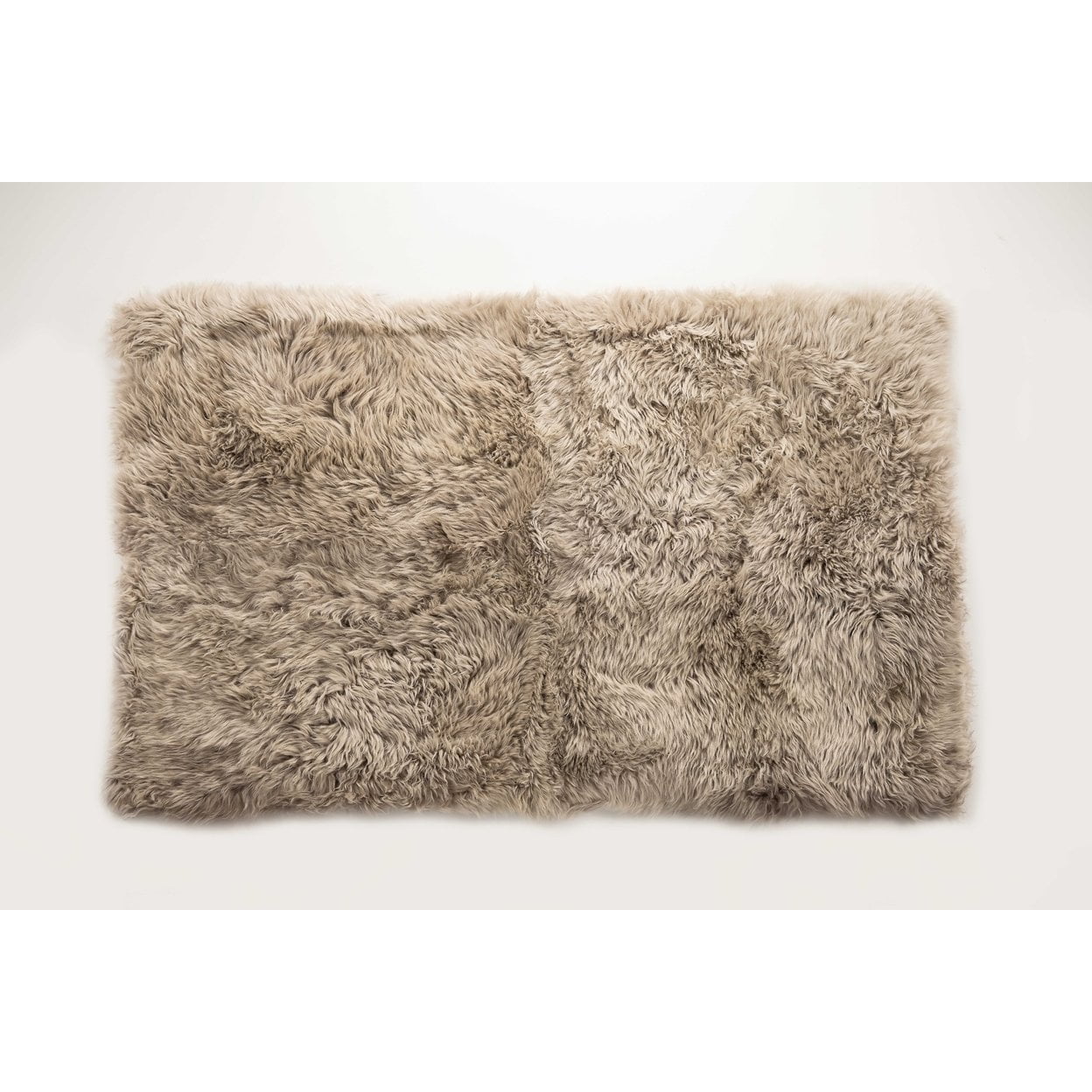Handmade Taupe Ombre Sheepskin Fur Rectangular Rug