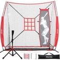 thumbnail image 1 of Zealfeel 7 x 7 ft Baseball & Softball Net Set: Includes Batting Tee, Dummy Batter, 2 Strike Zones & Ball Collection System. Steel Frame & Carry Bag, 1 of 9