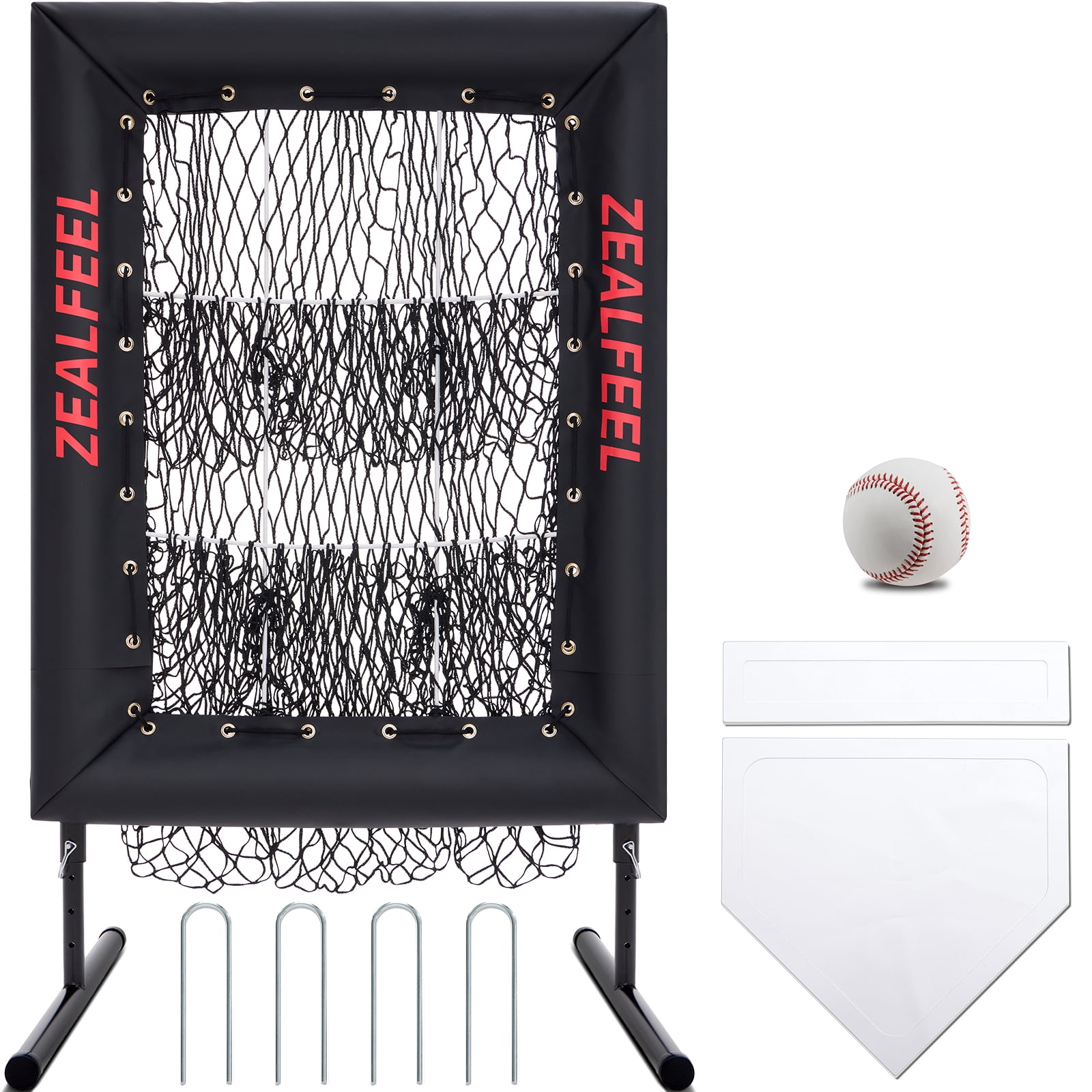 Zealfeel 9-Hole Baseball Pitching Net Pro: 5-Height Adjustable Steel ...