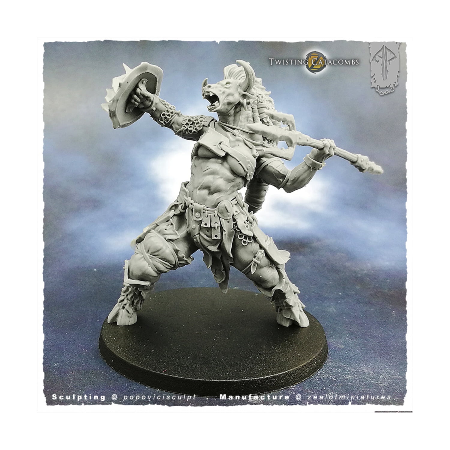 Figurine Minotaure Reaper Bones Black 25 Mm - Échelle Héroïque Pour Jeux
