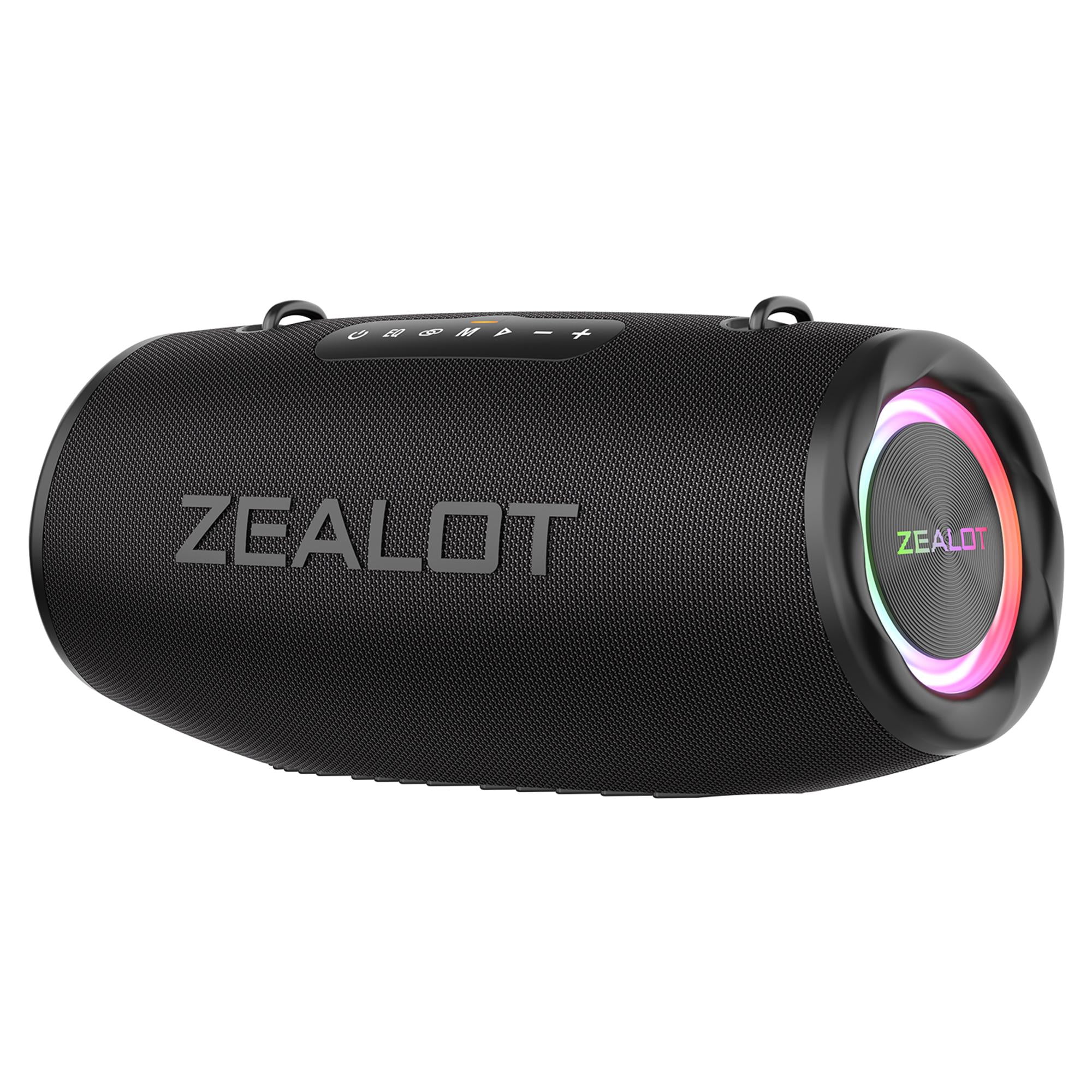 Zealot bluetooth speaker,IPX6 Outdoor speakers waterproof wireless, 80W high volume, deep bass, Bluetooth 5.3, LED light, wireless stereo pairing, 30 hours of playback time, suitable for home/outdoor