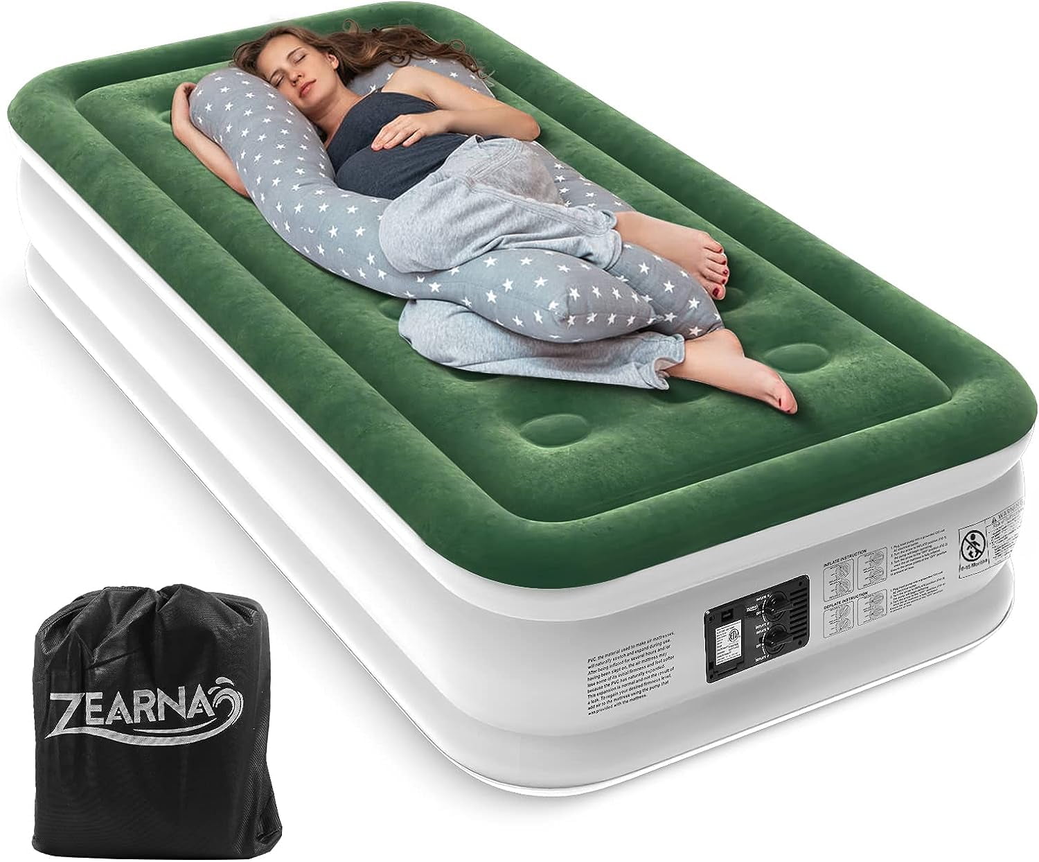 Zearna 16" Twin Air Mattress Durable Blow Up Mattress with Builtin