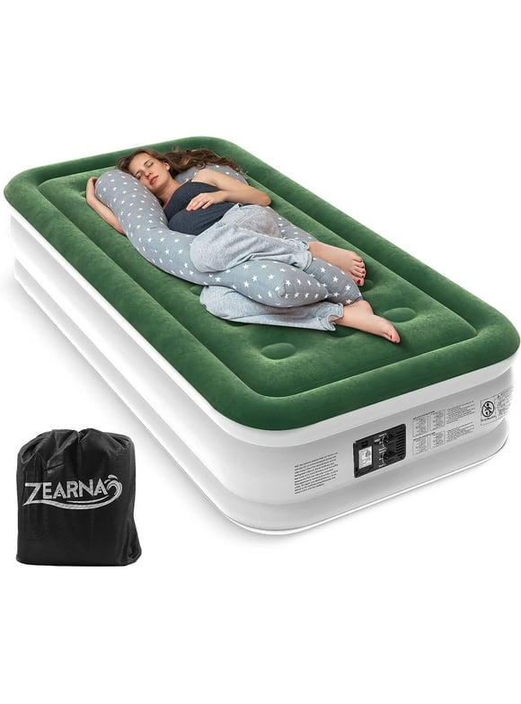 Zearna 16"  Twin Air Mattress Durable Blow Up Mattress with Built-in Pump for Guest Home Camping