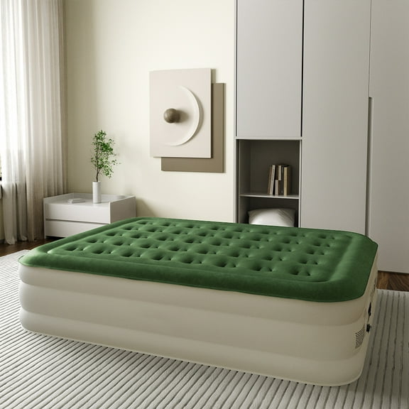 Zearna 18" Inflatable Airbed Queen Size Air Mattress with Built-in Pump
