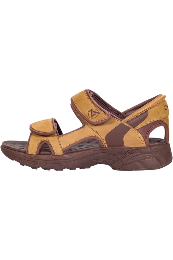 Zeba Men's Premium Leather Easy Slip-On Massaging Sandals Slides (Summer Breeze, 13)