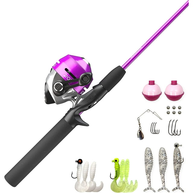 Zebco 202 Spincast Reel and Fishing Rod Combo, Tackle Included, Pink