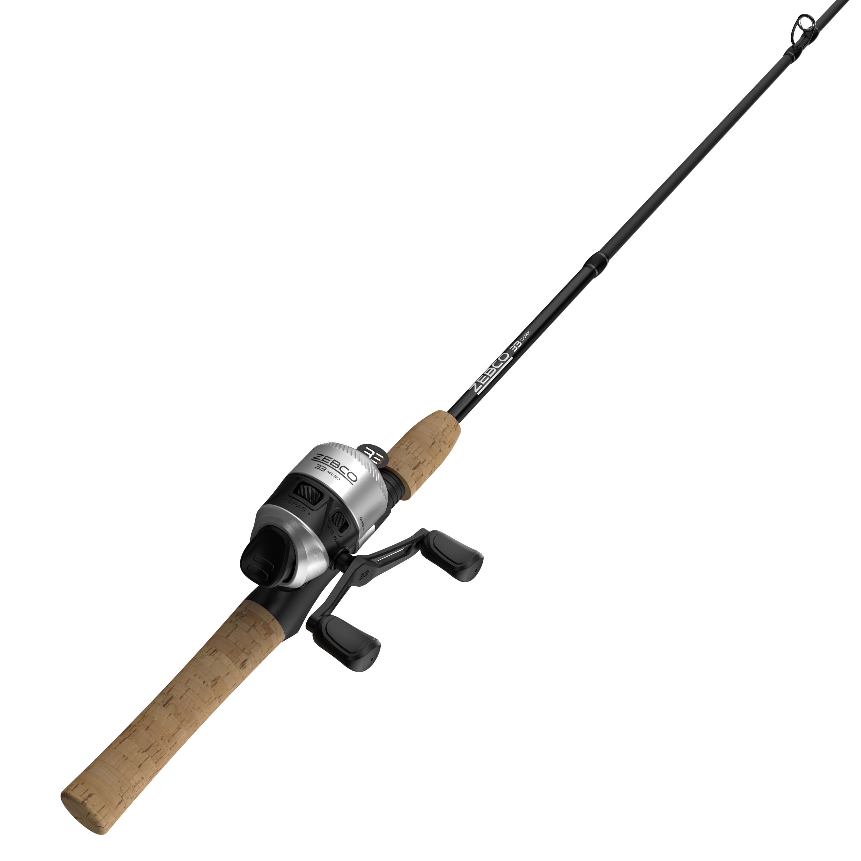 Zebco 33 Cork Micro Spincast Reel and Fishing Rod Combo, 5-Foot 6-Inch  2-Piece Graphite Rod with Cork Handle, Quickset Anti-Reverse Fishing Reel  with Bite Alert, Silver/Black